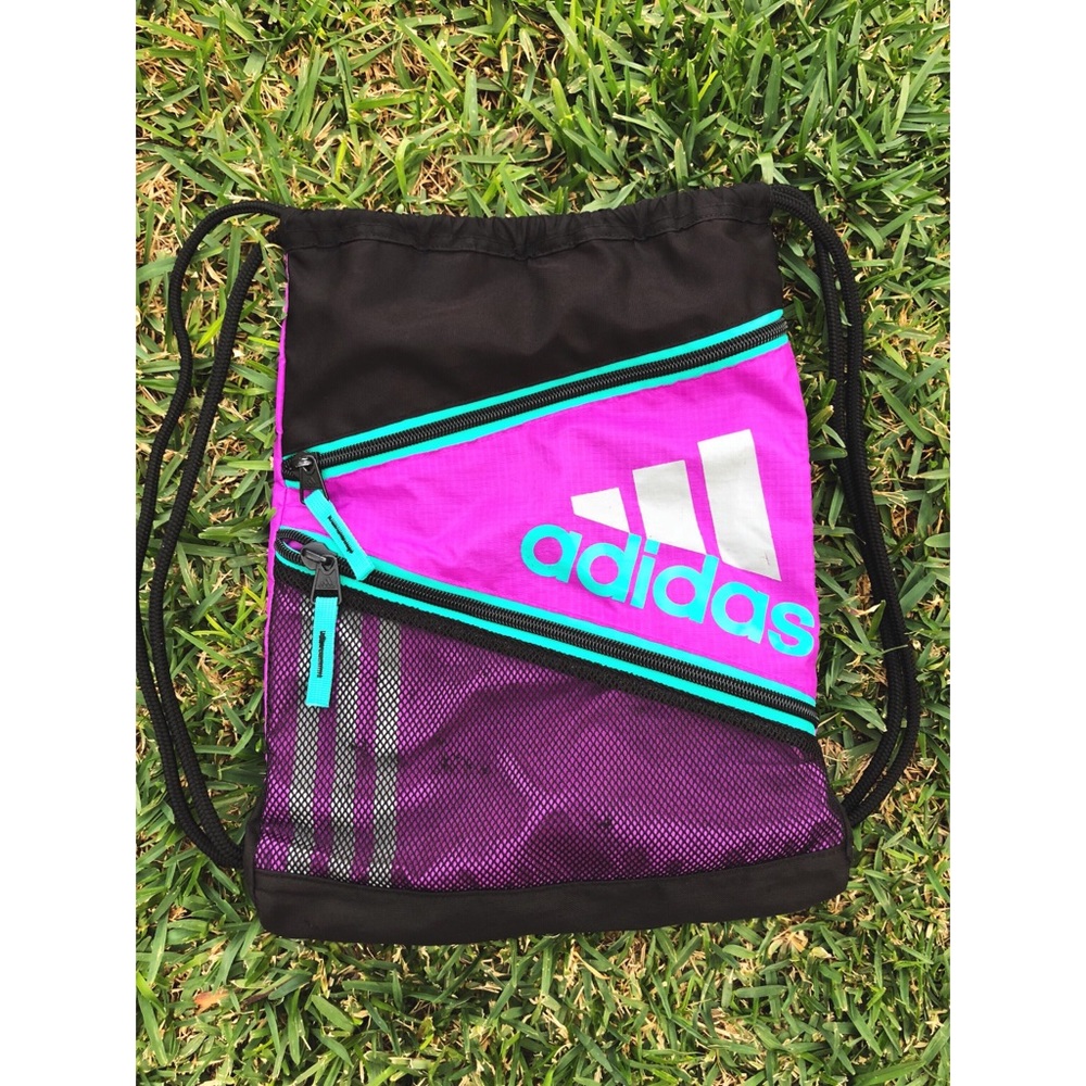 Adidas Magenta & Teal Cinch Sack Pack Bag